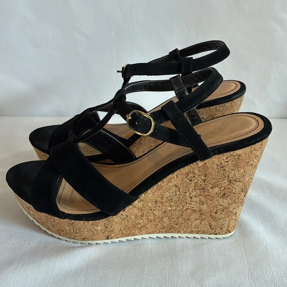 Bamboo Black velvet platform strappy summer sandals size 7 party cocktail sexy